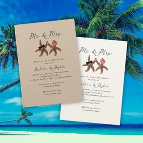 Starfish bride and groom shower invitations