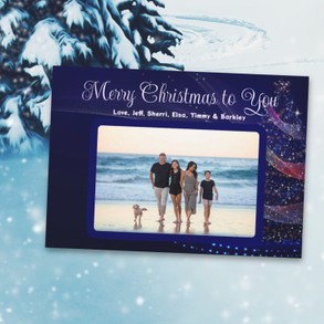 Blue Christmas Tree Photo Greeting Cards