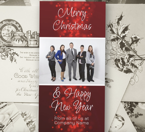 Corporate Red Christmas Photo Greeting Cards