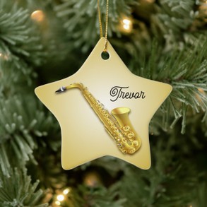 Sax Player Gold Star Ornament