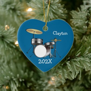 Drums Personalized Ornament, Photo on back