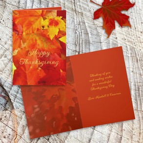 Thanksgiving Red Leaves Greeting Card