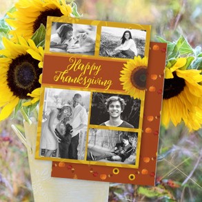 Sunflowers Five-photo Thanksgiving Card