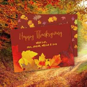 Fall Leaves Flat Thanksgiving Greeting