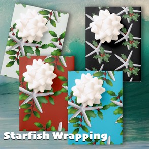 White Starfish Christmas Wrapping Paper