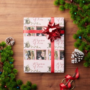 Pink Christmas Photo Template Wrapping Paper