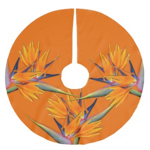 Orange Bird-of-paradise Flowers Tree Skirt