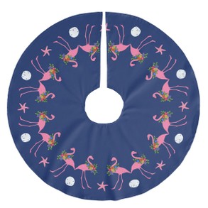 Navy Blue Flamingo Tree Skirt