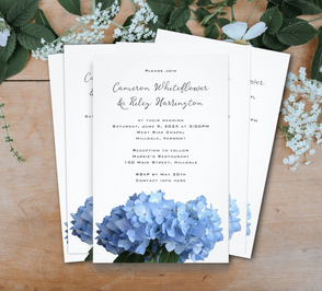 Budget Wedding Invitations With Blue Flowers