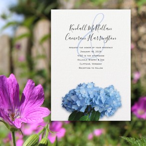 Blue Floral big "and" sign wedding invitations