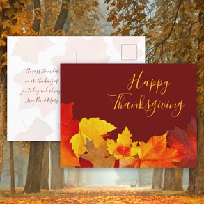 Red Leaves Thanksgiving Postcards