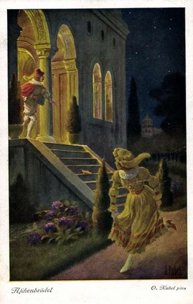 Cinderella, postcard by Otto Kubel
