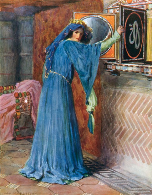 The witch at the magic mirror by William Henry Margetson (1861-1940)