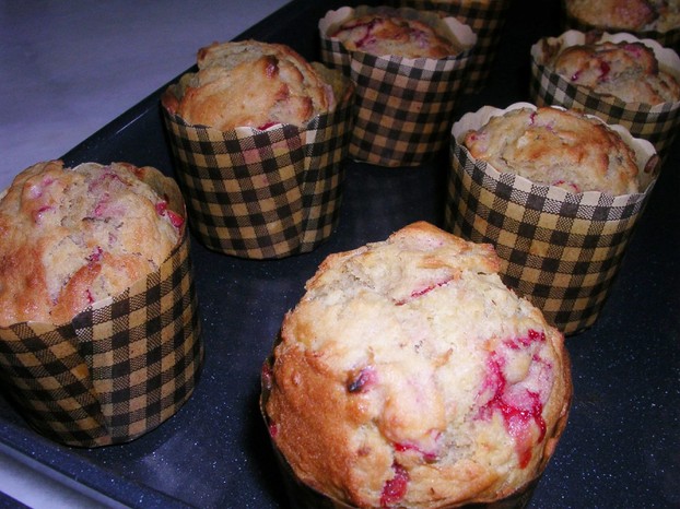 Strawberries add taste, texture and visual appeal to muffins.