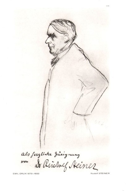 Rudolf Steiner signed and captioned image as "als ferzliche Zueignung von Dr. Rudolf Steiner" ("fervent dedication or devotion").