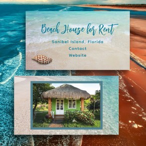 Beach house rental business cards with photo template