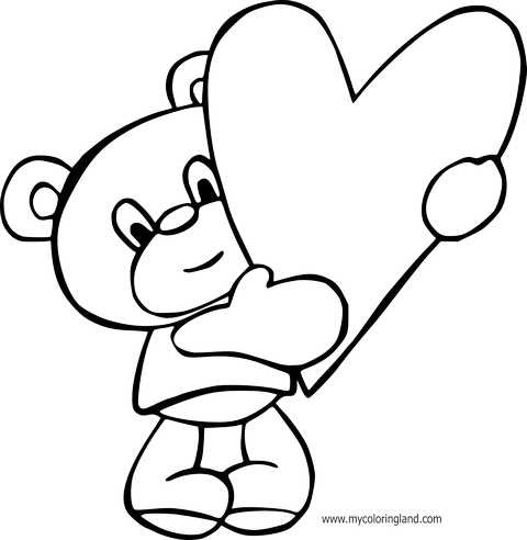 Teddy bear with a heart coloring page