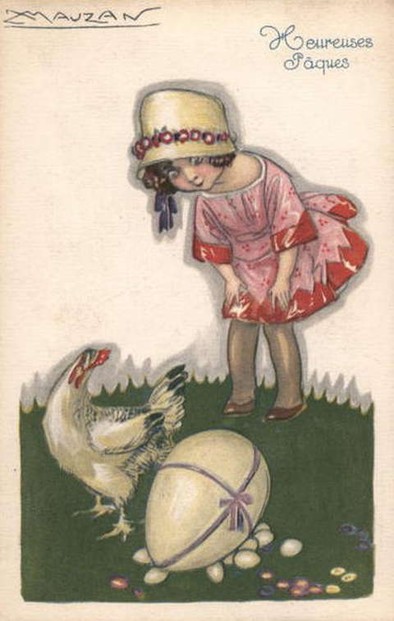 Old Easter postcard by Achille Mauzan