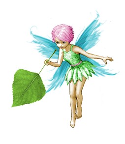 Quaking Aspen Tree Fairy Holding Leaf by Yuichi Tanabe