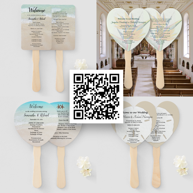 Program text templates on wedding fans