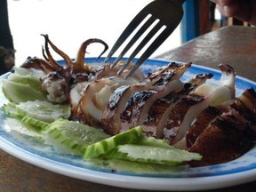 Grilled Squid with Lime and Chilli Dipping Sauce