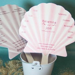 Seashell Wedding Program Fans