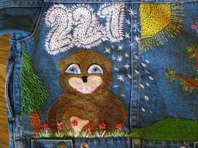 Embroidery created from a coloring page picture