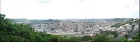 A view of Naha Palace, Okinawa, Japan, taken from the Summer Palace.