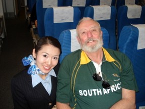 Hostess aboard ANA Flight to Naha