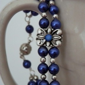 blue pearl double strand bracelet