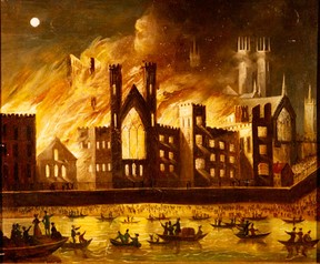Image: Westminer in flames 1834