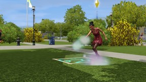 A Sim painting on the ground