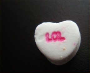 Image: Candy with LOL on it.