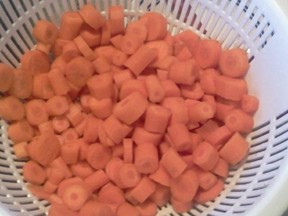 Fresh Carrots Prepared for Freezing