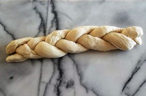 Bread dough braided