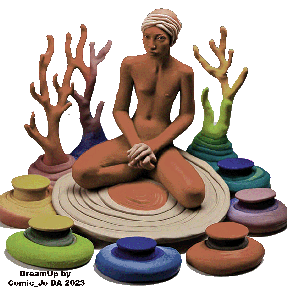 Painting Meditating Coloured Clay Jo Murphy