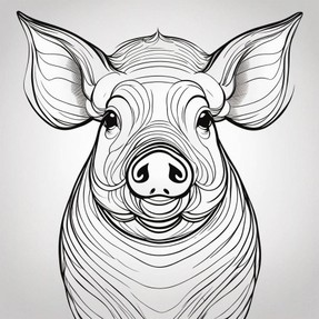 Countour Drawing of Pig.