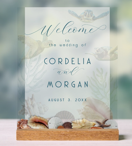 Acrylic wedding welcome sign small ocean theme